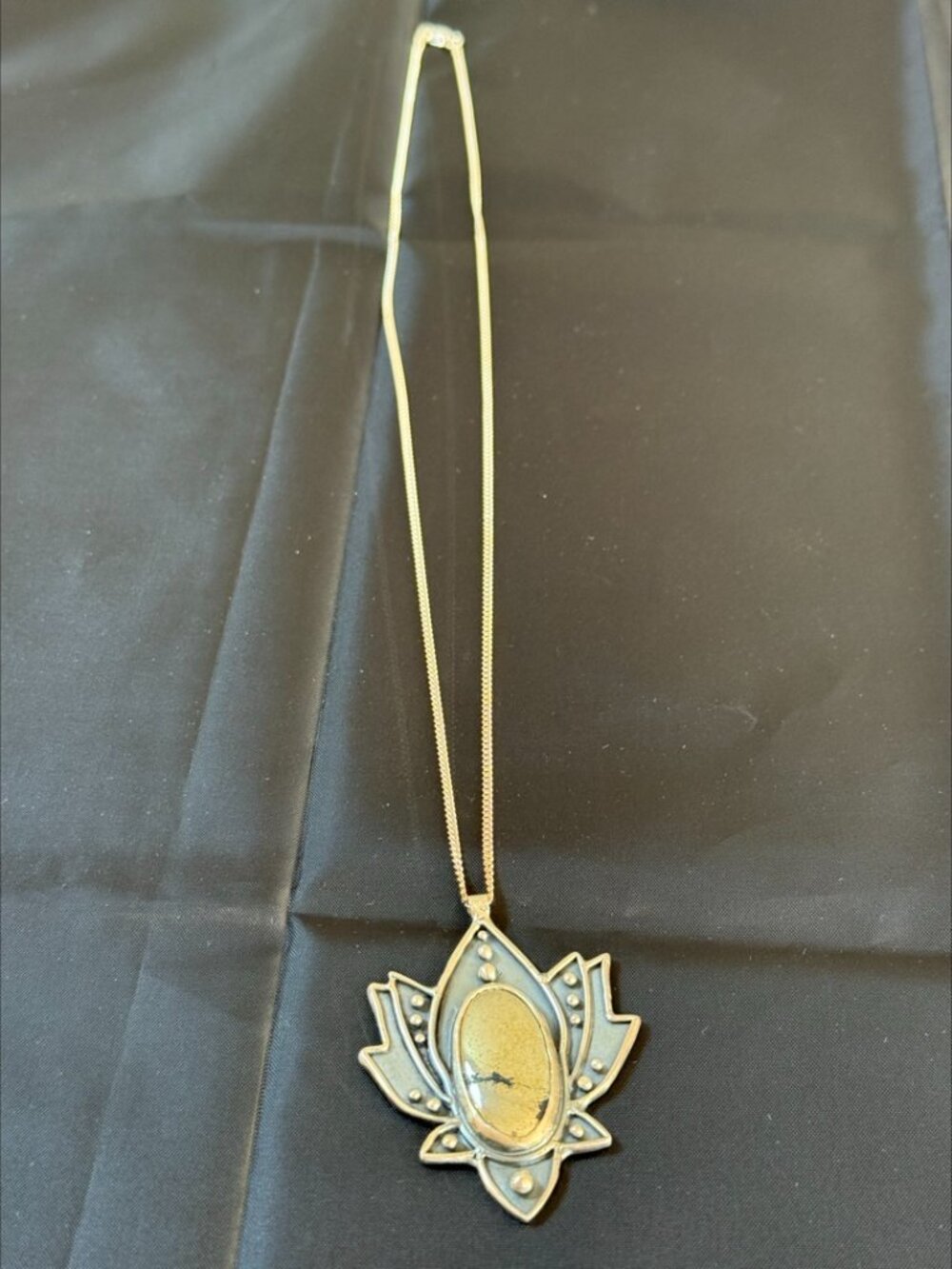 Acid Queen OOAK Lakshmi's Lotus Necklace Pyrite Sterling Silver & 22" Chain - Picture 10 of 10